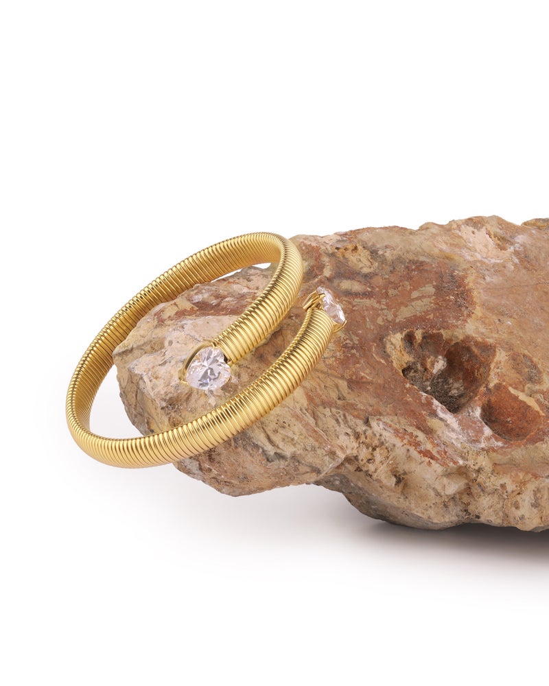 TAAHIRA Heart Shape Zircon Cuff Bracelet - Image 2